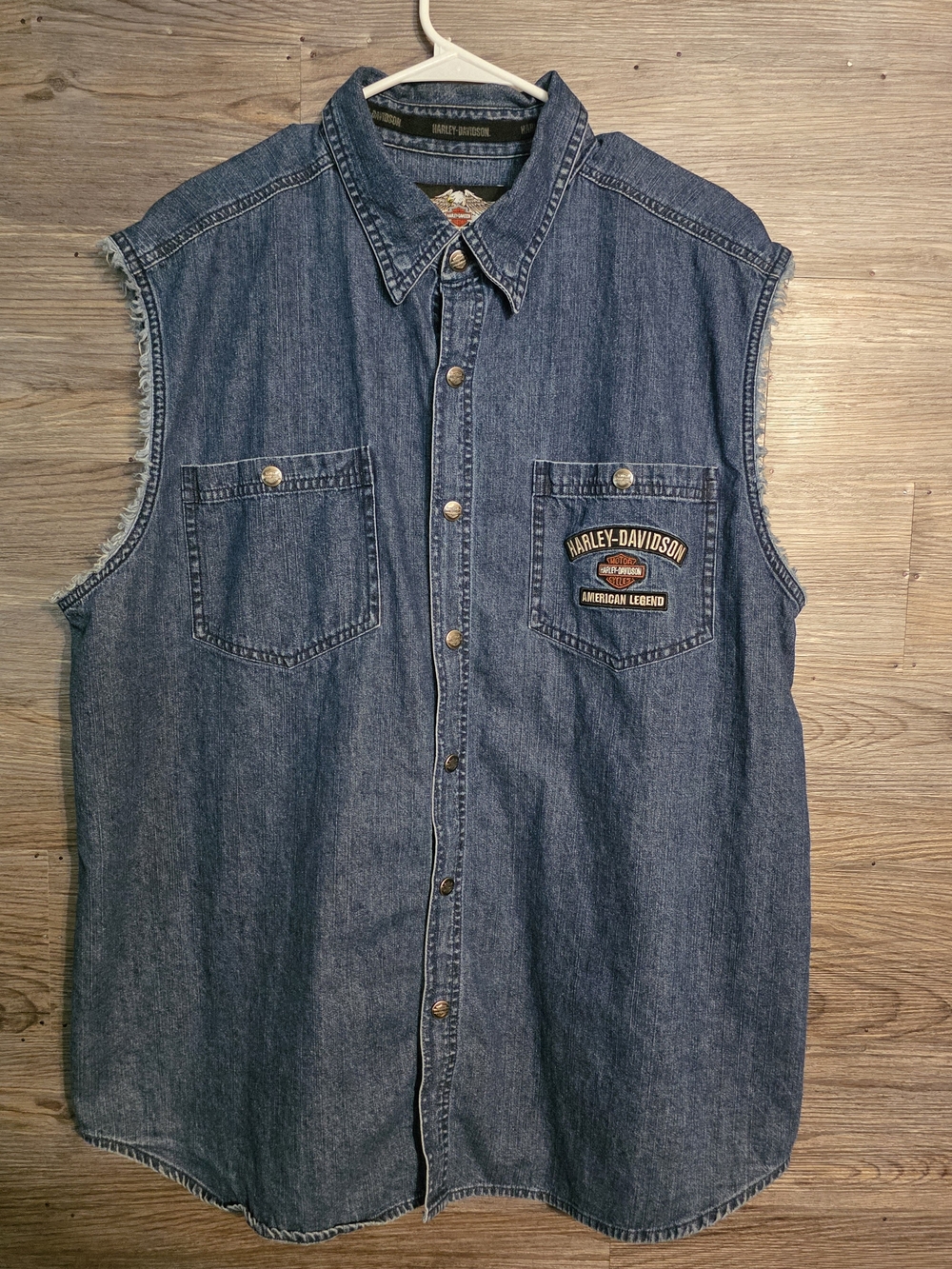 Harley-Davidson Men's Sleeveless Denim Vest in Blue